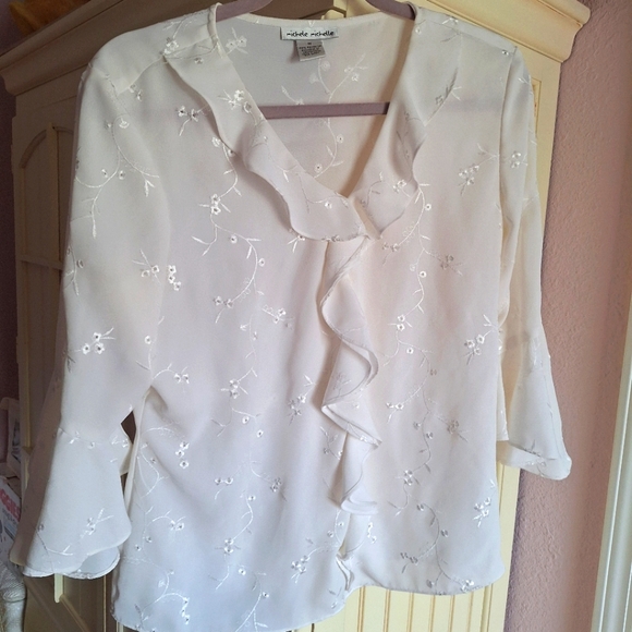 Michelle Michelle Eyelet white blouse - Picture 5 of 12